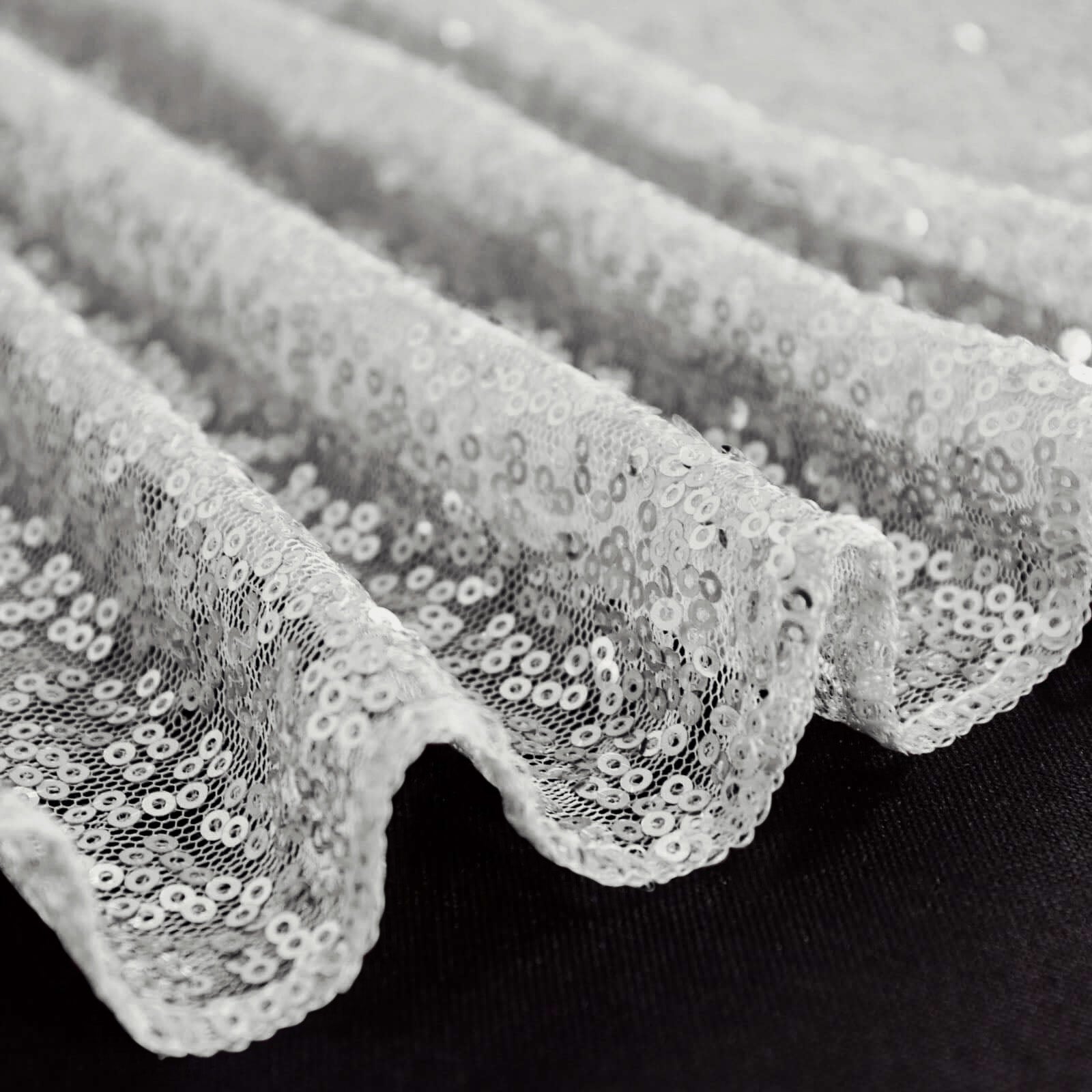 Sequin 60"x126" Rectangle Tablecloth Silver - Glittering Finish Table Cover