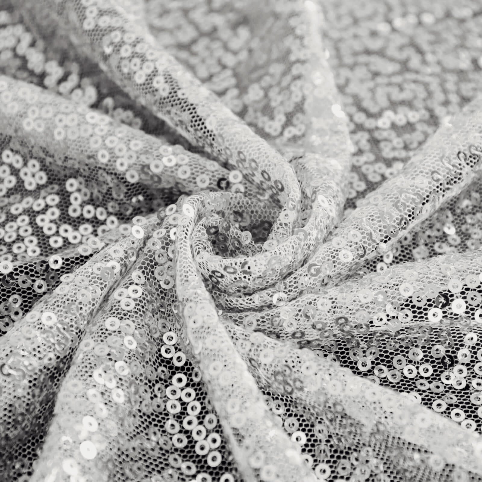 Sequin 60"x126" Rectangle Tablecloth Silver - Glittering Finish Table Cover