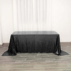 Sequin 90"x132" Rectangle Tablecloth Black - Seamless Sparkly Design for Luxe Occasions