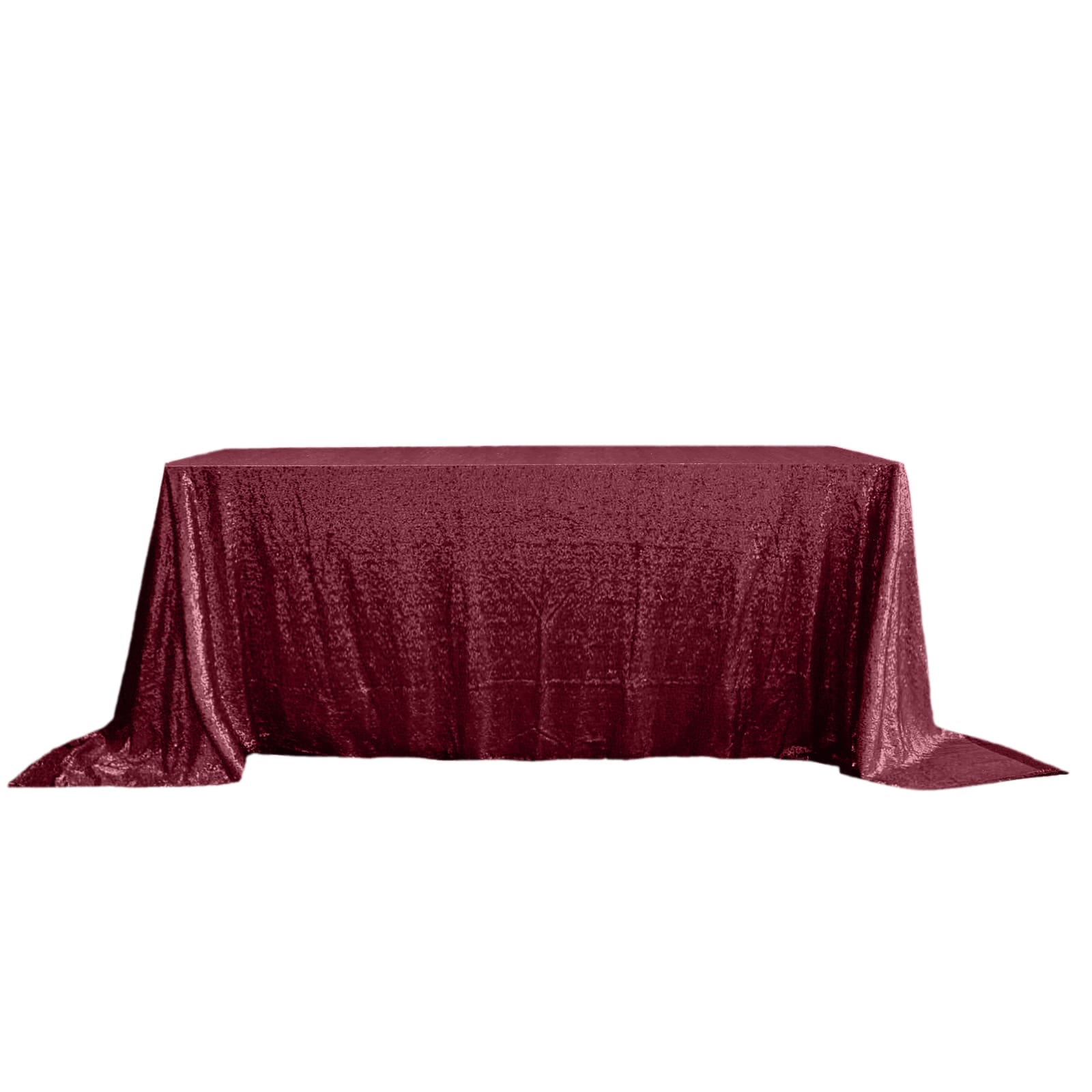 Sequin 90"x132" Rectangle Tablecloth Burgundy - Seamless Sparkly Table Cover