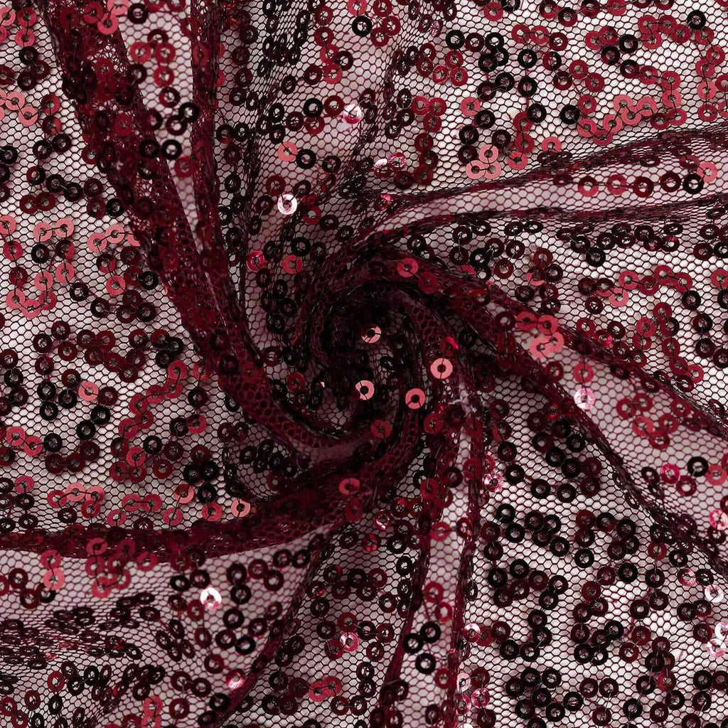 Sequin 90"x132" Rectangle Tablecloth Burgundy - Seamless Sparkly Table Cover