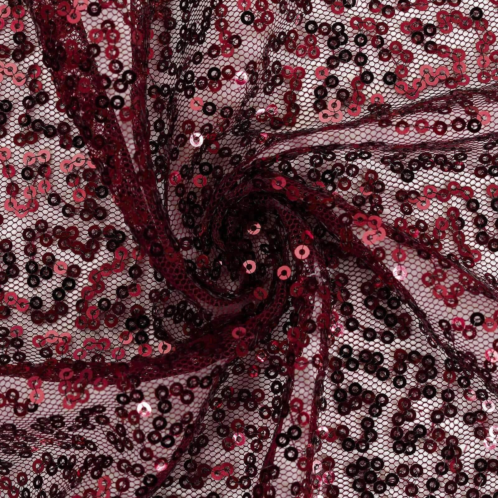 Sequin 90"x132" Rectangle Tablecloth Burgundy - Seamless Sparkly Table Cover