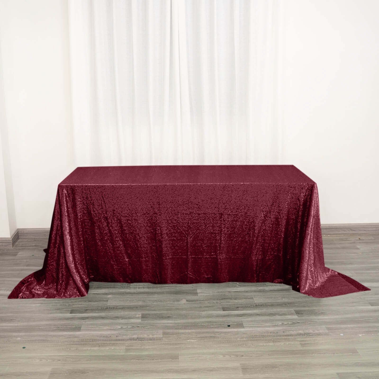 Sequin 90"x132" Rectangle Tablecloth Burgundy - Seamless Sparkly Table Cover