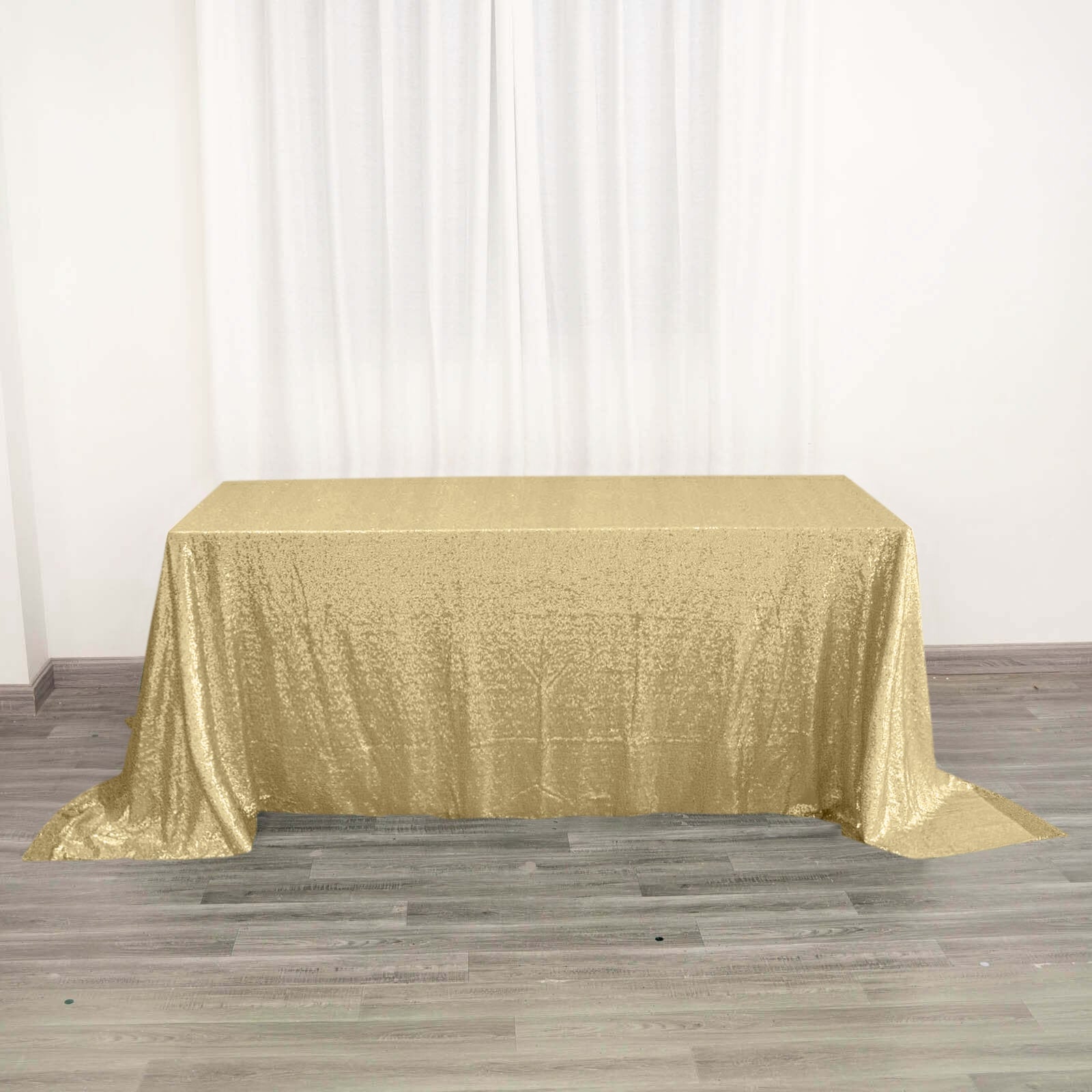 Sequin 90"x132" Rectangle Tablecloth Champagne - Seamless Sparkly Table Cover