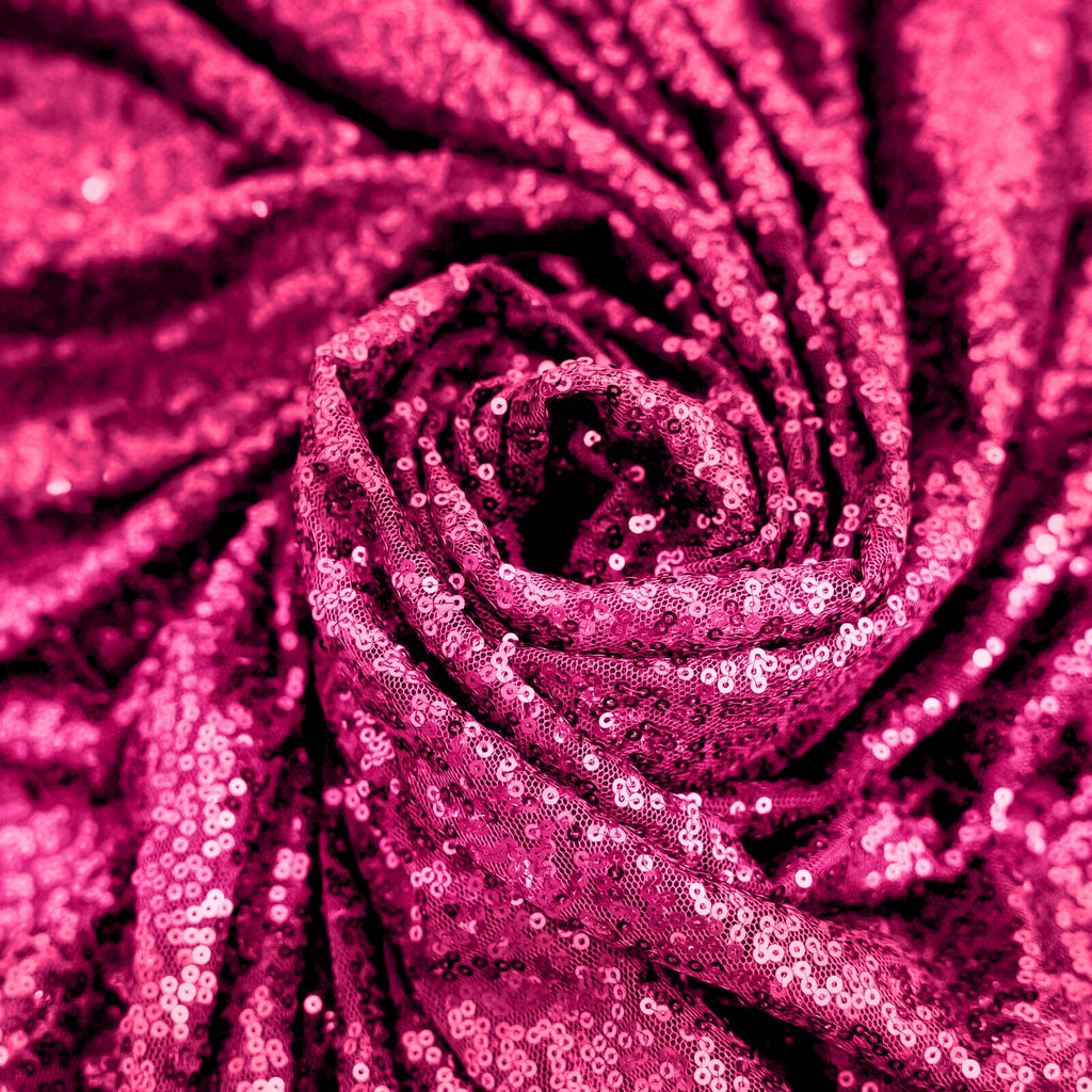 Sequin 90"x132" Rectangle Tablecloth Fuchsia - Seamless Sparkly Table Cover