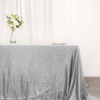 Sequin 90"x132" Rectangle Tablecloth Silver - Seamless Sparkly Table Cover