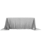 Sequin 90"x132" Rectangle Tablecloth Silver - Seamless Sparkly Table Cover