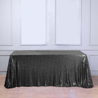 Sequin 90"x156" Rectangle Tablecloth Black - Seamless Twinkling Table Cover