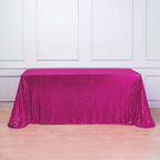 Sequin 90"x156" Rectangle Tablecloth Fuchsia - Seamless Twinkling Table Cover