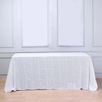 Sequin 90"x156" Rectangle Tablecloth White - Seamless Twinkling Design for Chic Celebrations