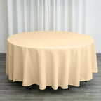Polyester 108" Round Tablecloth Beige - Wrinkle-Resistant Table Cover