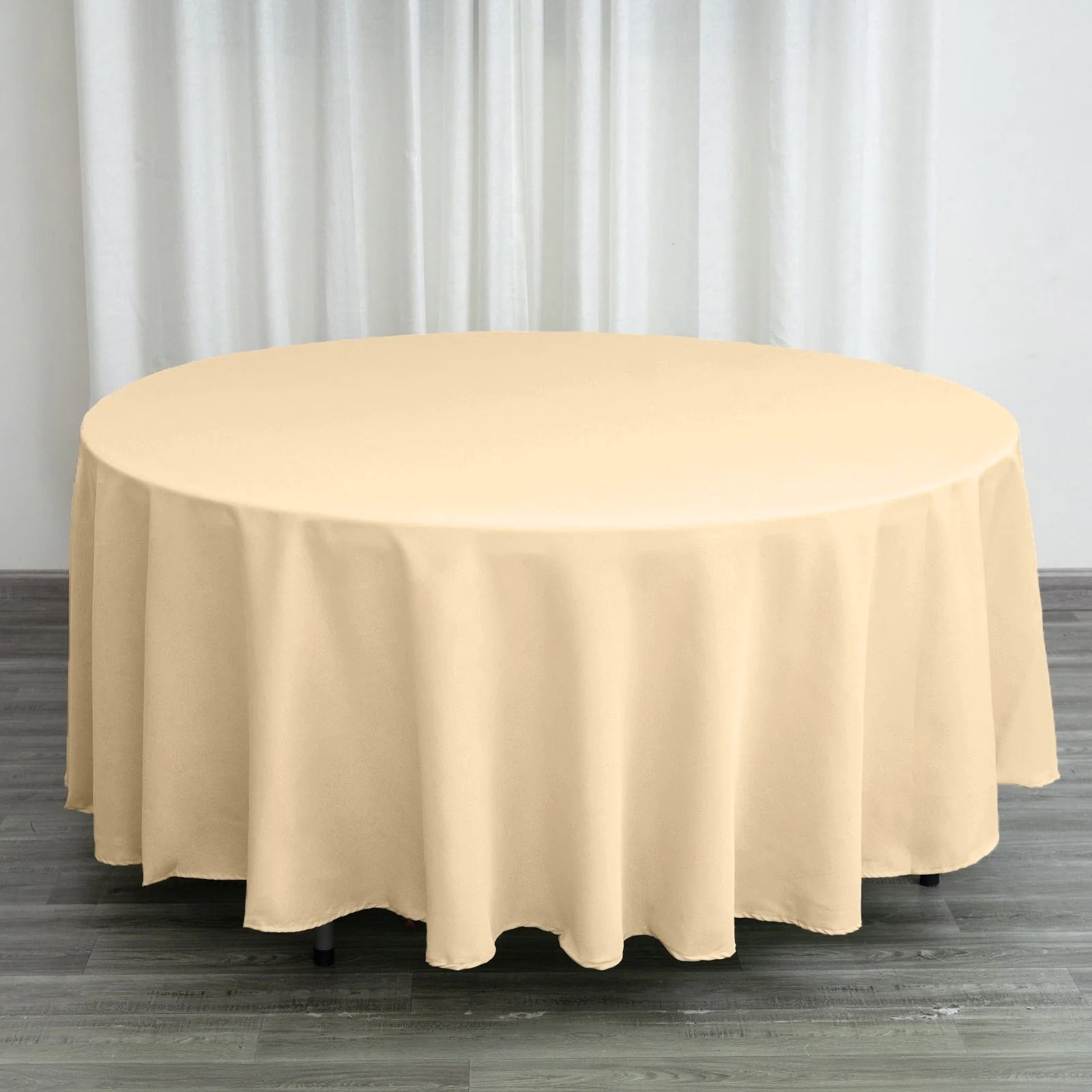 Polyester 108" Round Tablecloth Beige - Wrinkle-Resistant Table Cover