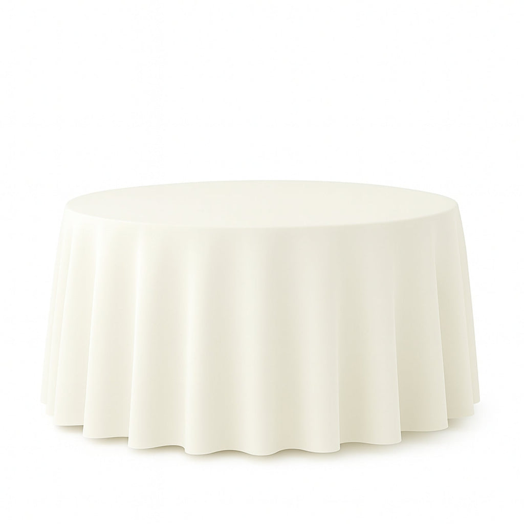 Premium Polyester 108" Round Tablecloth Ivory - Wrinkle-Resistant 220GSM Table Cover