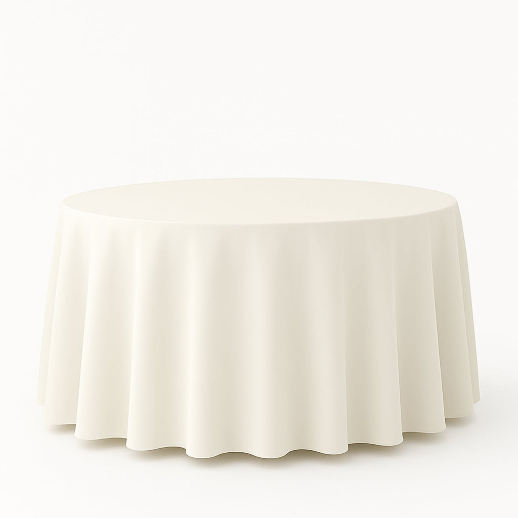 Premium Polyester 108" Round Tablecloth Ivory - Wrinkle-Resistant 220GSM Table Cover