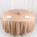 Polyester 108" Round Tablecloth Nude - Wrinkle-Resistant Table Cover