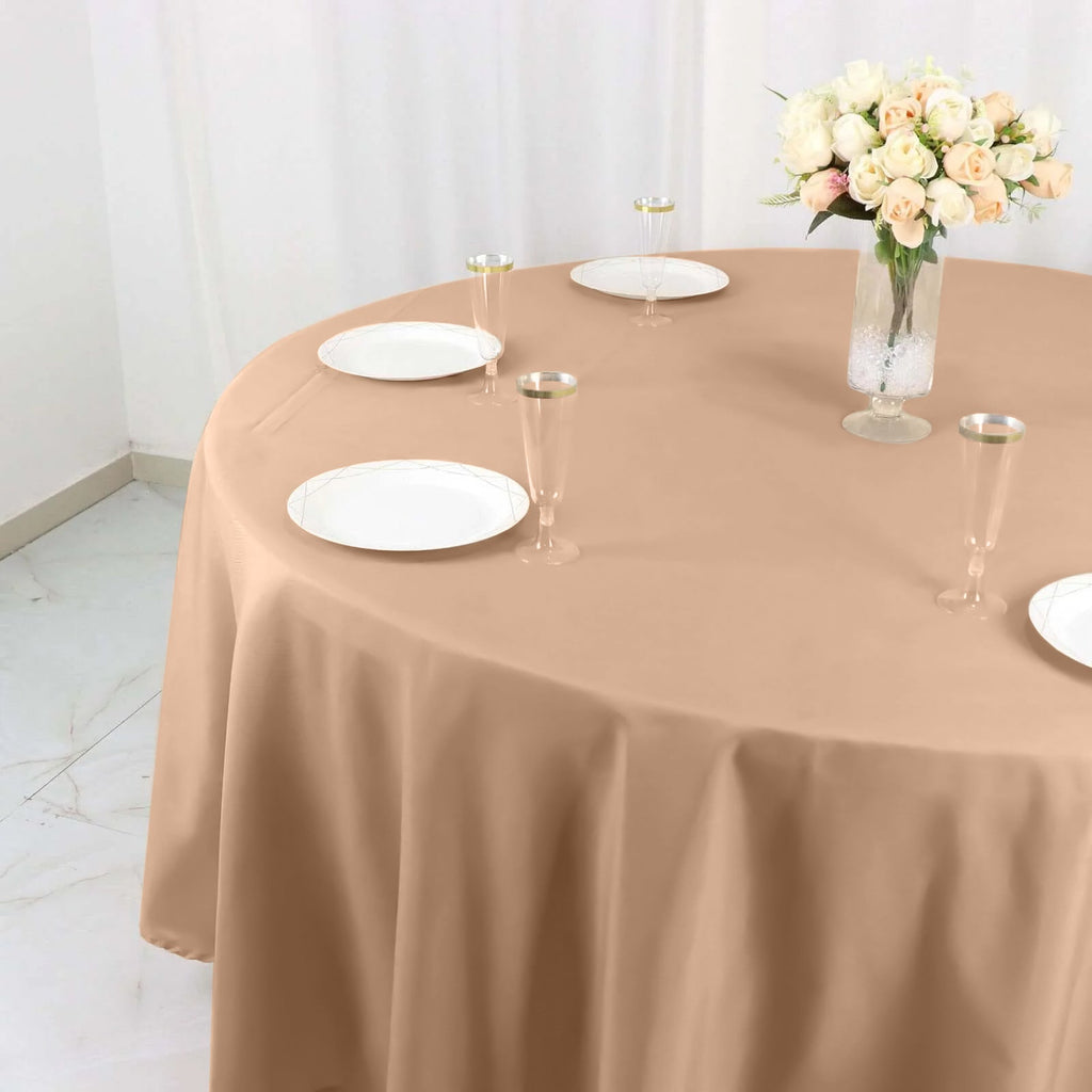 Polyester 108" Round Tablecloth Nude - Wrinkle-Resistant Table Cover