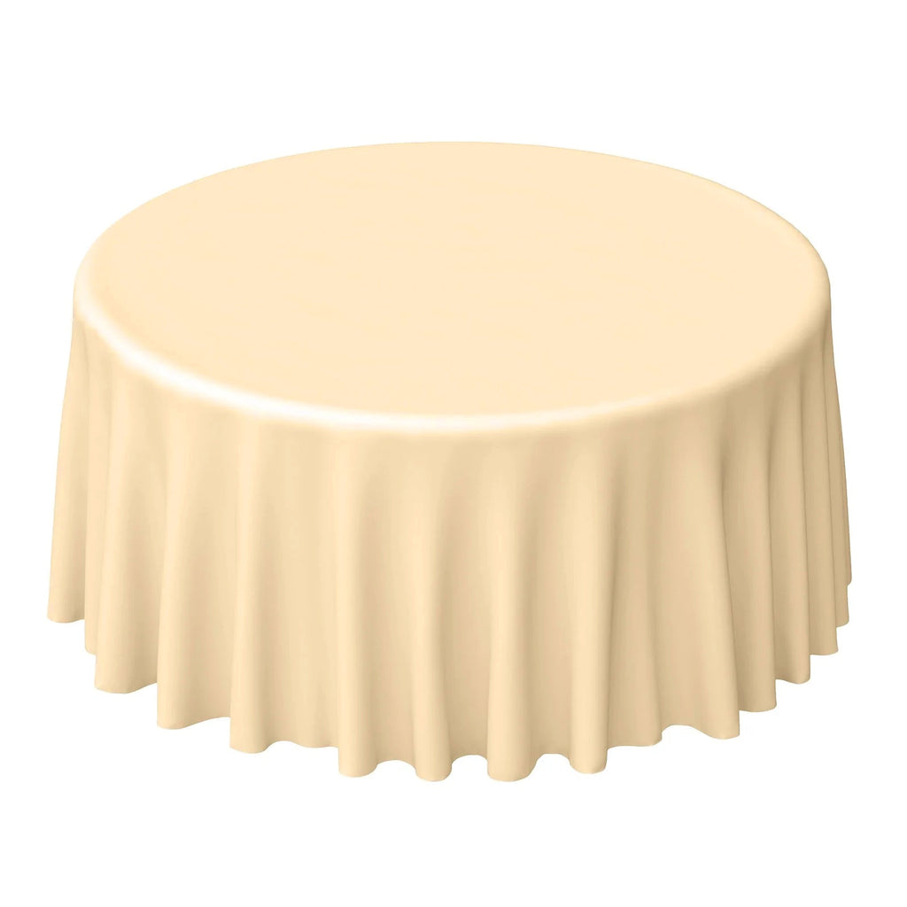 Polyester 120" Round Tablecloth Beige - Seamless Wrinkle-Resistant Table Cover