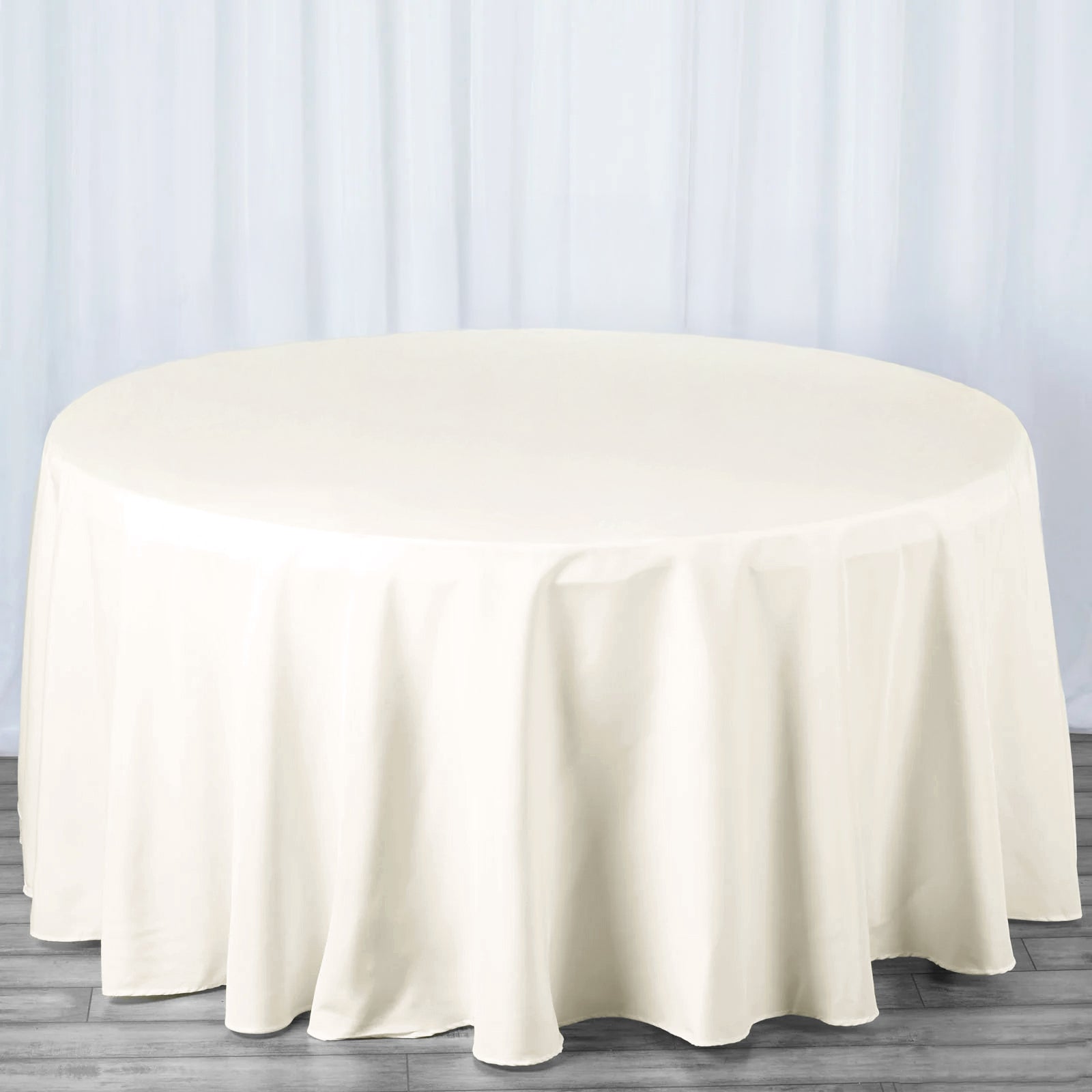 Premium Polyester 120" Round Tablecloth Ivory - Seamless 220GSM Wrinkle-Resistant Design Table Cover