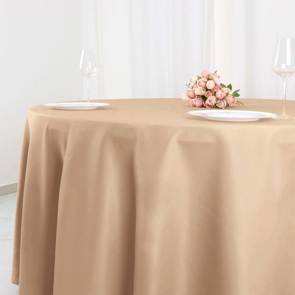 Polyester 120" Round Tablecloth Nude - Seamless Wrinkle-Resistant Table Cover