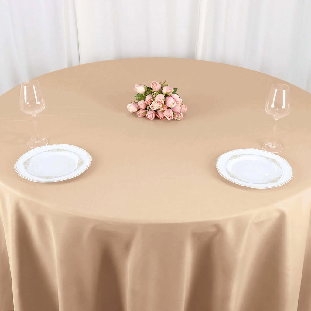 Polyester 120" Round Tablecloth Nude - Seamless Wrinkle-Resistant Table Cover