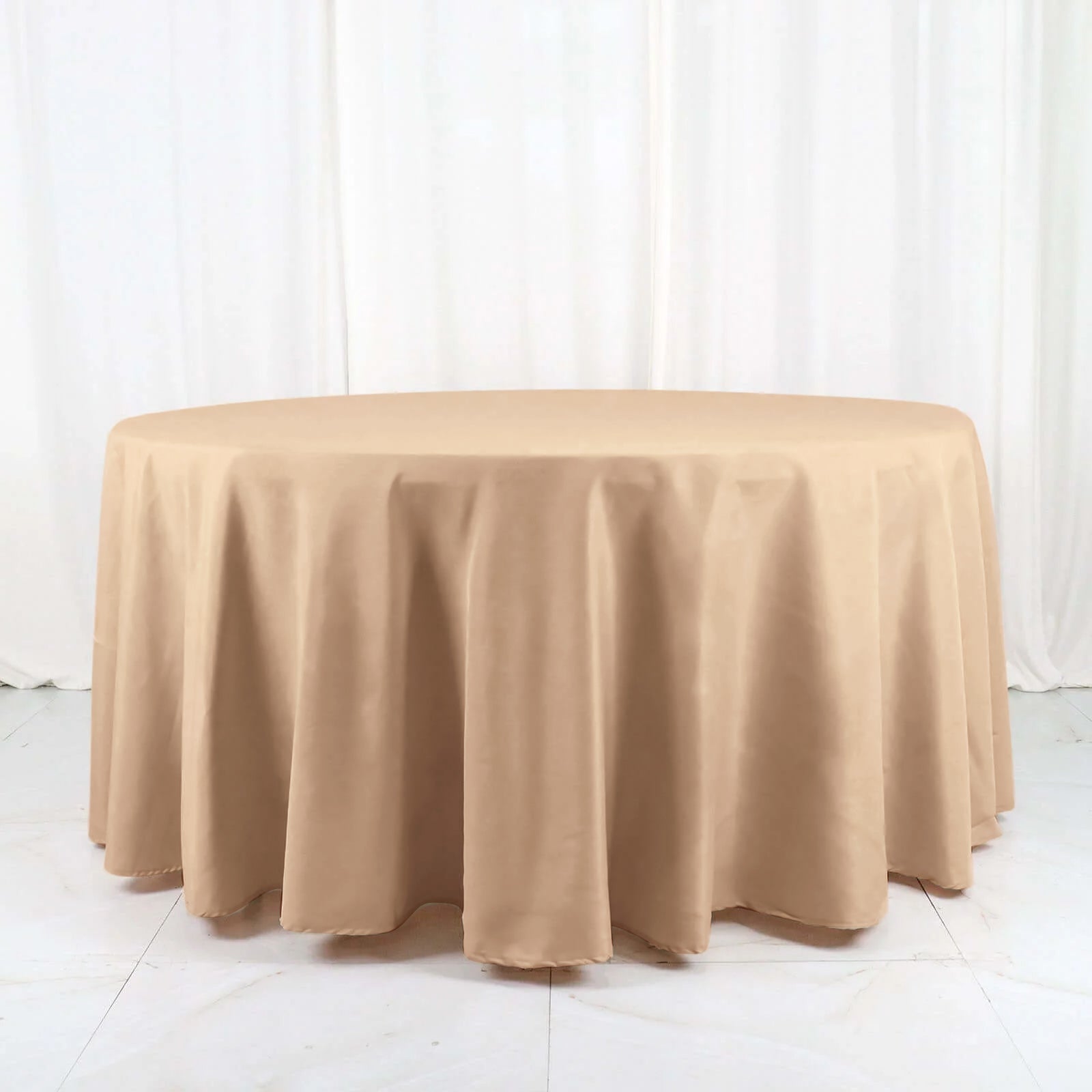 Polyester 120" Round Tablecloth Nude - Seamless Wrinkle-Resistant Table Cover