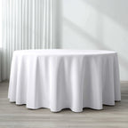 Polyester 120" Round Tablecloth White - Seamless Wrinkle-Resistant Design for Weddings