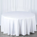 Premium Polyester 120" Round Tablecloth White - Seamless 220GSM Wrinkle-Resistant Design for Classy Events