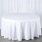 Premium Polyester 120" Round Tablecloth White - Seamless 220GSM Wrinkle-Resistant Design for Classy Events