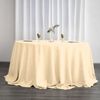 Polyester 132" Round Tablecloth Beige - Seamless Chic Table Cover