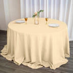Polyester 132" Round Tablecloth Beige - Seamless Chic Table Cover