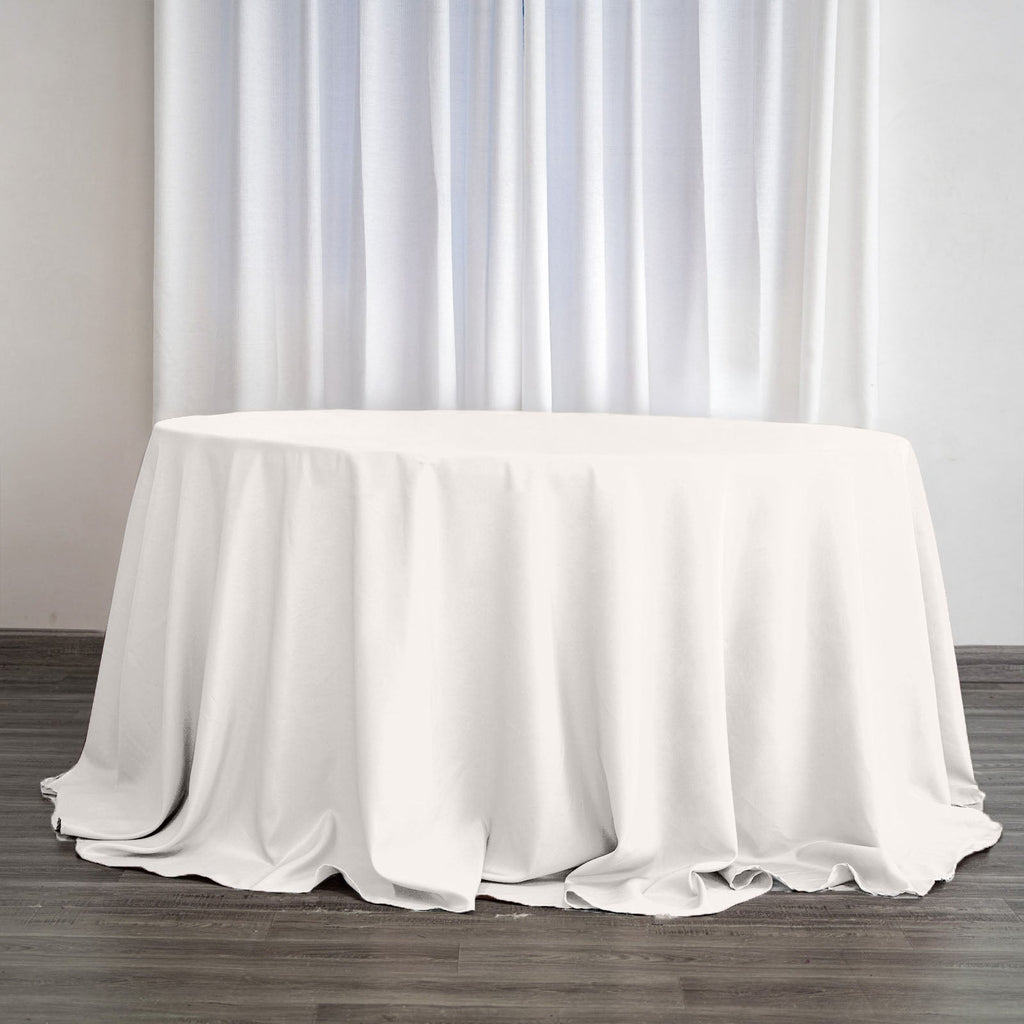 Polyester 132" Round Tablecloth Ivory - Seamless Chic Design Table Cover