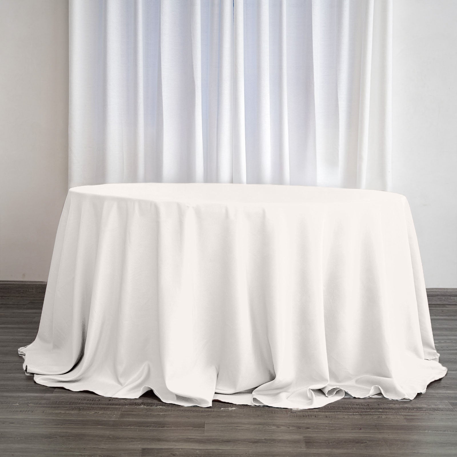 Polyester 132" Round Tablecloth Ivory - Seamless Chic Design Table Cover