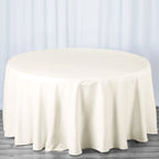 Premium Polyester 132" Round Tablecloth Ivory - Seamless 220GSM Wrinkle-Resistant Table Cover
