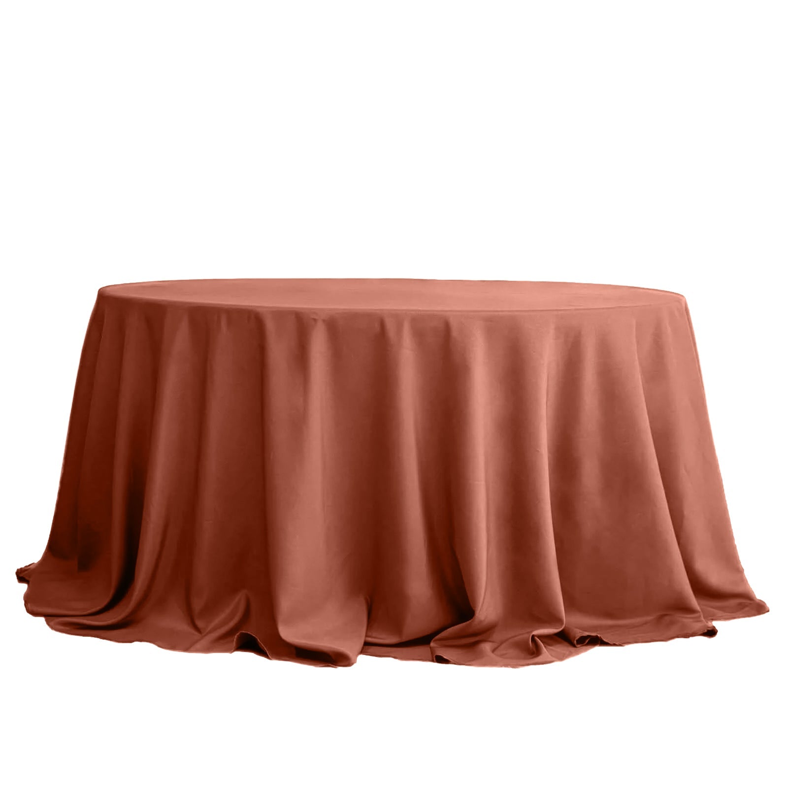 Polyester 132" Round Tablecloth Terracotta (Rust) - Seamless Chic Table Cover