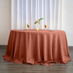 Polyester 132" Round Tablecloth Terracotta (Rust) - Seamless Chic Table Cover