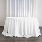 Polyester 132" Round Tablecloth White - Seamless Chic Design for Grand Celebrations