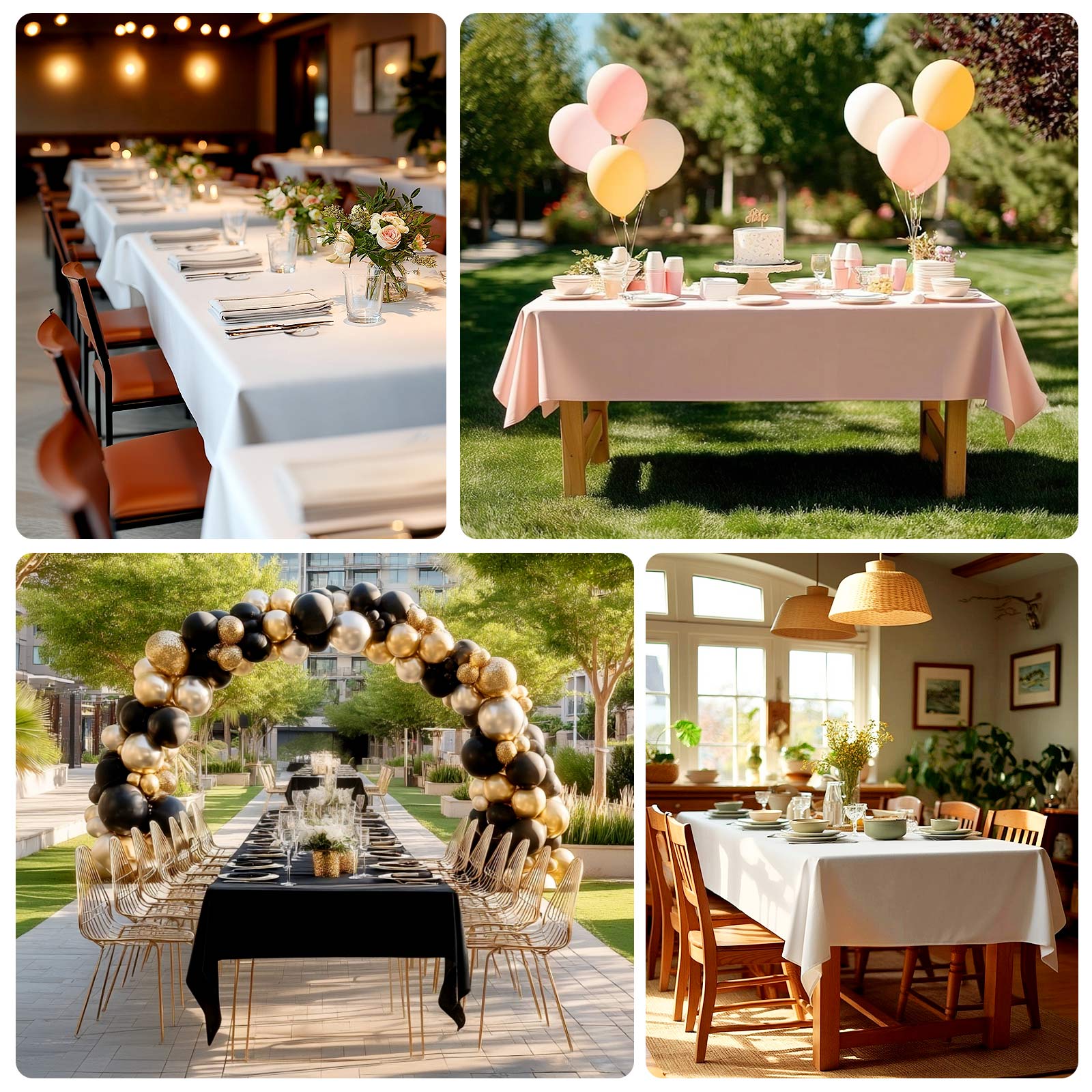 Polyester 54"x96" Rectangle Tablecloth White - Wrinkle-Resistant & Easy-to-Care Table Cover for Weddings & Events