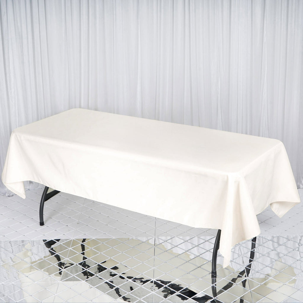 Premium Polyester 60"x102" Rectangle Tablecloth Ivory - Durable 220GSM Wrinkle-Resistant Table Cover