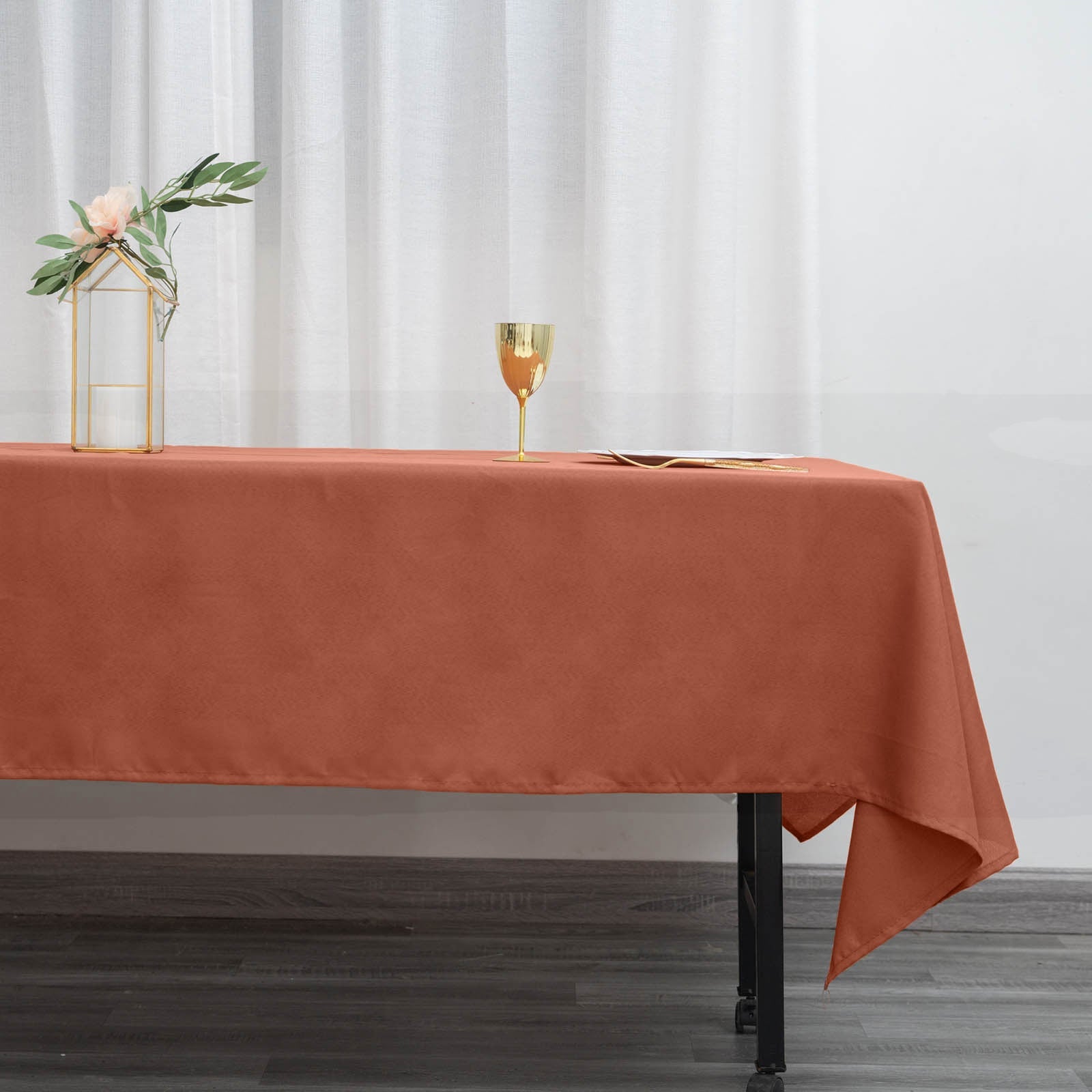 Polyester 60"x102" Rectangle Tablecloth Terracotta (Rust) - Durable Table Cover