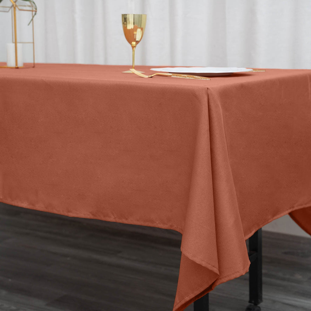 Polyester 60"x102" Rectangle Tablecloth Terracotta (Rust) - Durable Table Cover