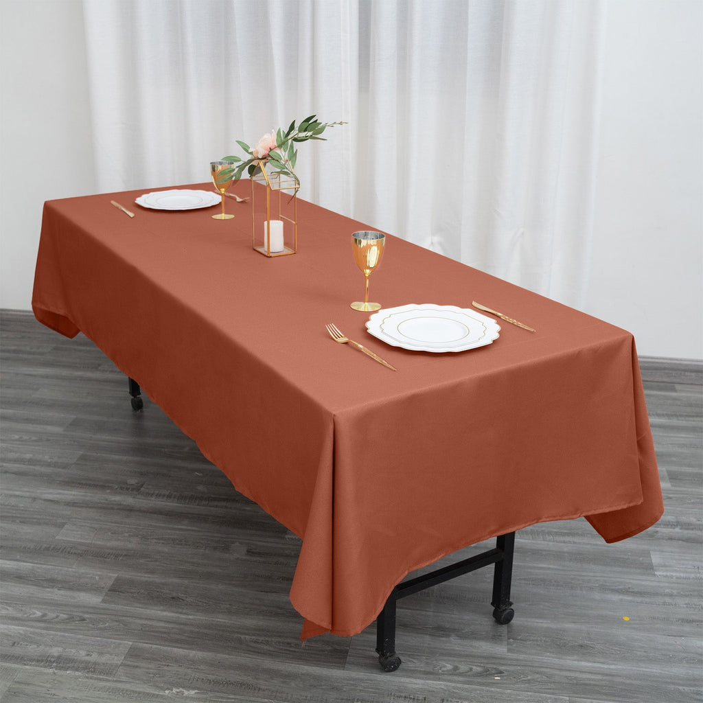 Polyester 60"x102" Rectangle Tablecloth Terracotta (Rust) - Durable Table Cover
