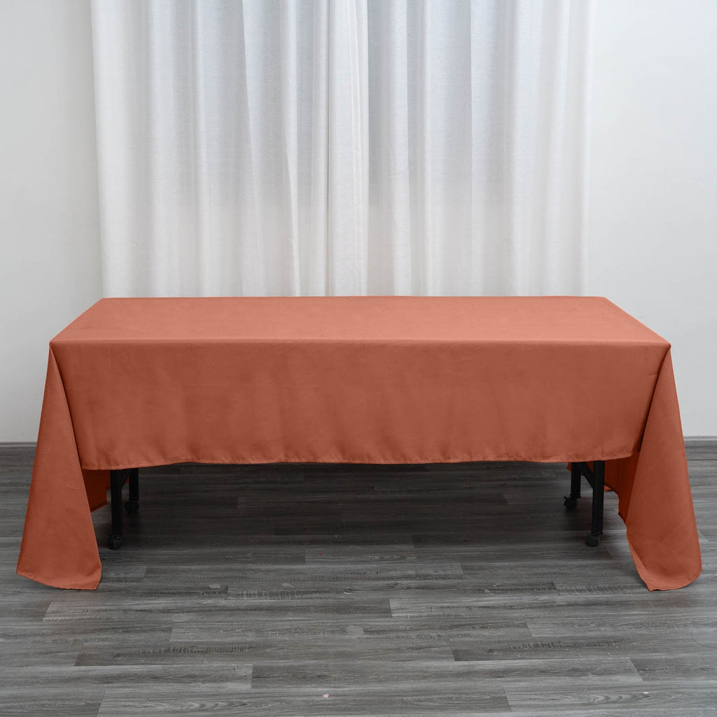 Polyester 60"x126" Rectangle Tablecloth Terracotta (Rust) - Wrinkle-Resistant Table Cover