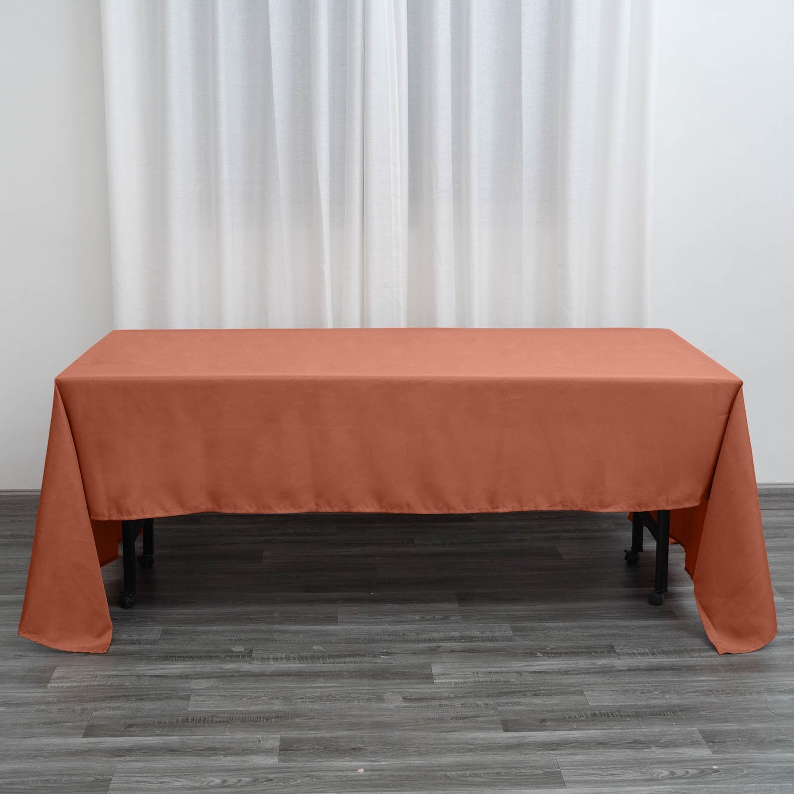 Polyester 60"x126" Rectangle Tablecloth Terracotta (Rust) - Wrinkle-Resistant Table Cover