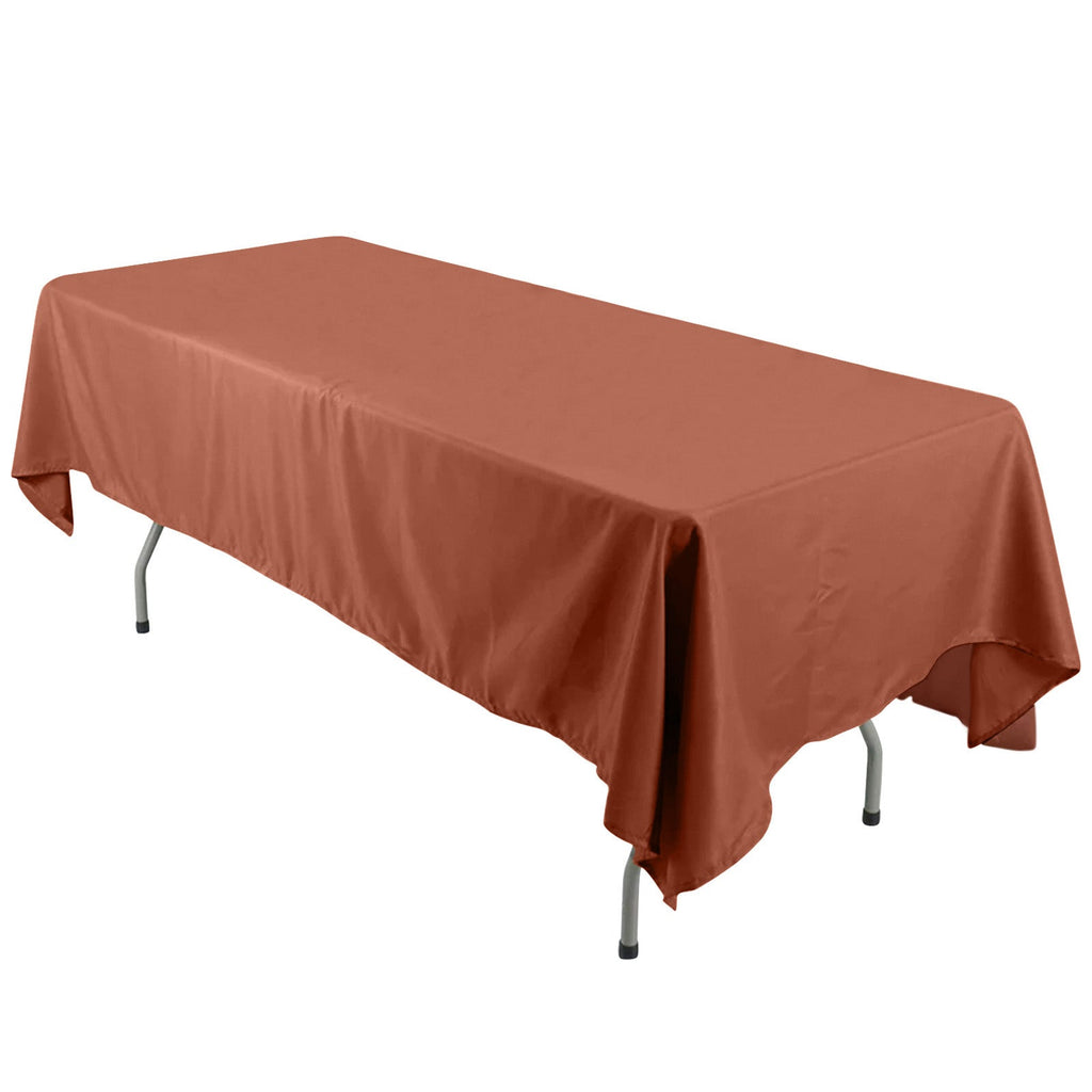 Polyester 60"x126" Rectangle Tablecloth Terracotta (Rust) - Wrinkle-Resistant Table Cover