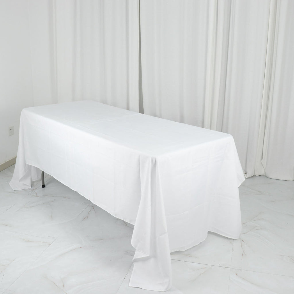 Polyester 60"x126" Rectangle Tablecloth White - Wrinkle-Resistant Table Cover for Weddings & Parties