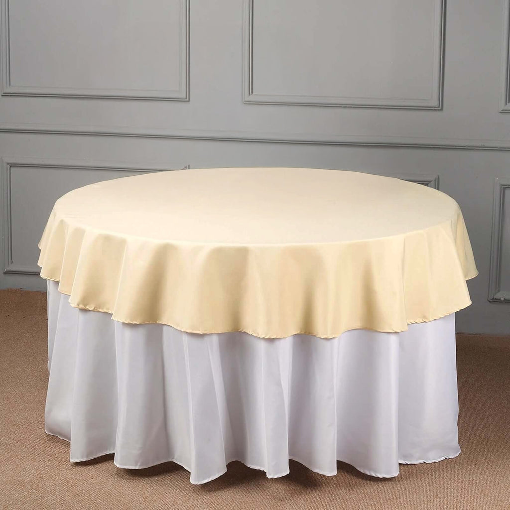 Polyester 70" Round Tablecloth Beige - Durable & Wrinkle-Resistant Table Cover