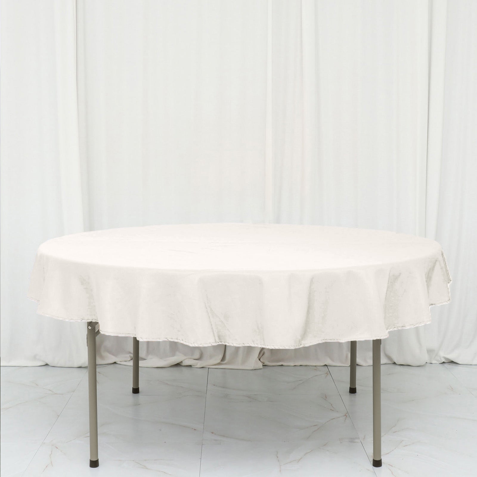 Polyester 70" Round Tablecloth Ivory - Durable & Wrinkle-Resistant Table Cover
