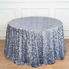 Sequin 120" Round Tablecloth Dusty Blue - Seamless Big Payette Table Cover