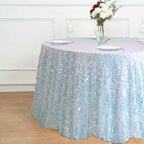 Sequin 120" Round Tablecloth Iridescent Blue - Seamless Big Payette Table Cover