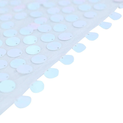 Sequin 120" Round Tablecloth Iridescent Blue - Seamless Big Payette Table Cover